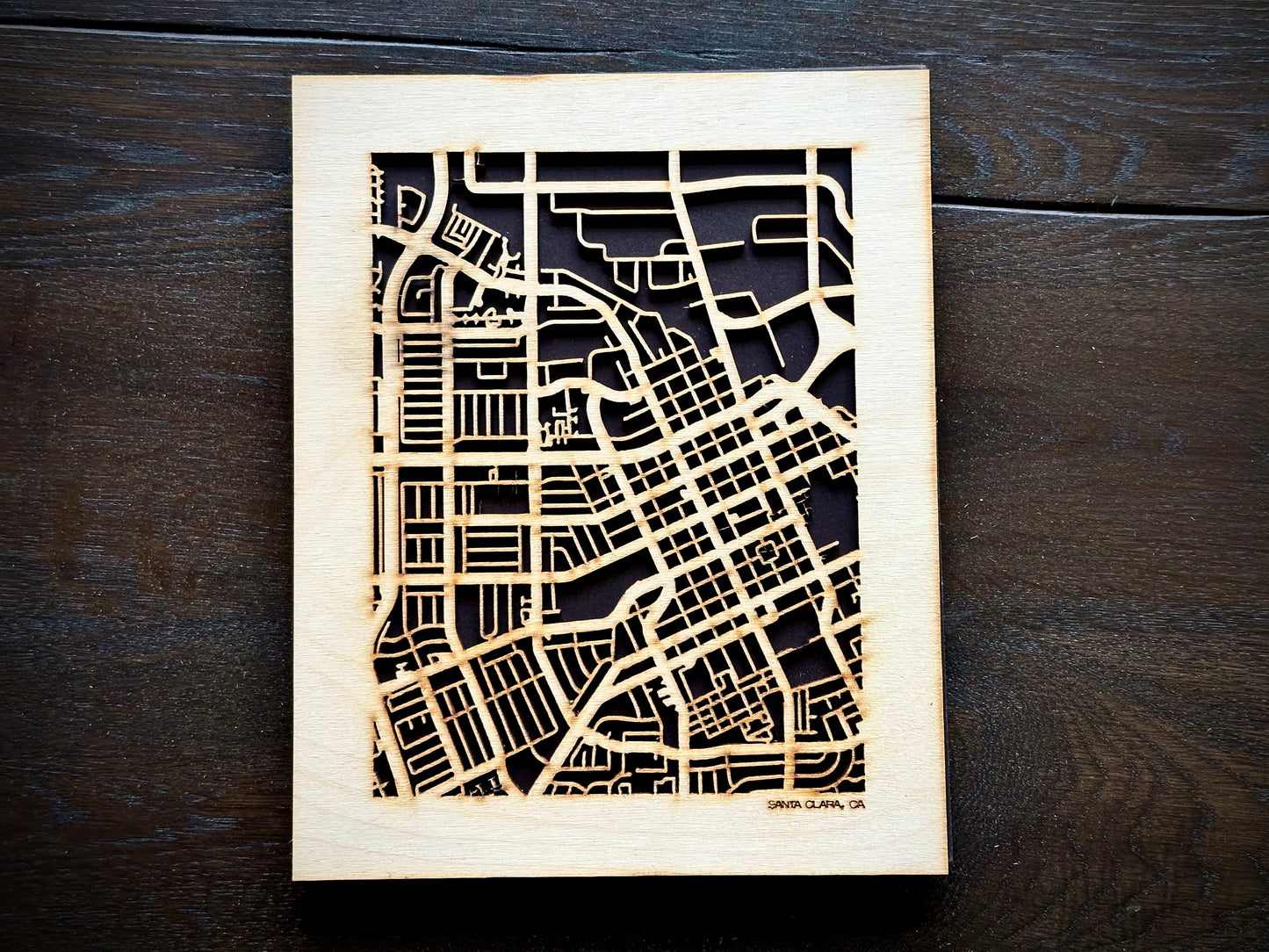Santa Clara, CA City Street Map | Modern Wood Wall Art in a Minimalist design. 2 sizes
