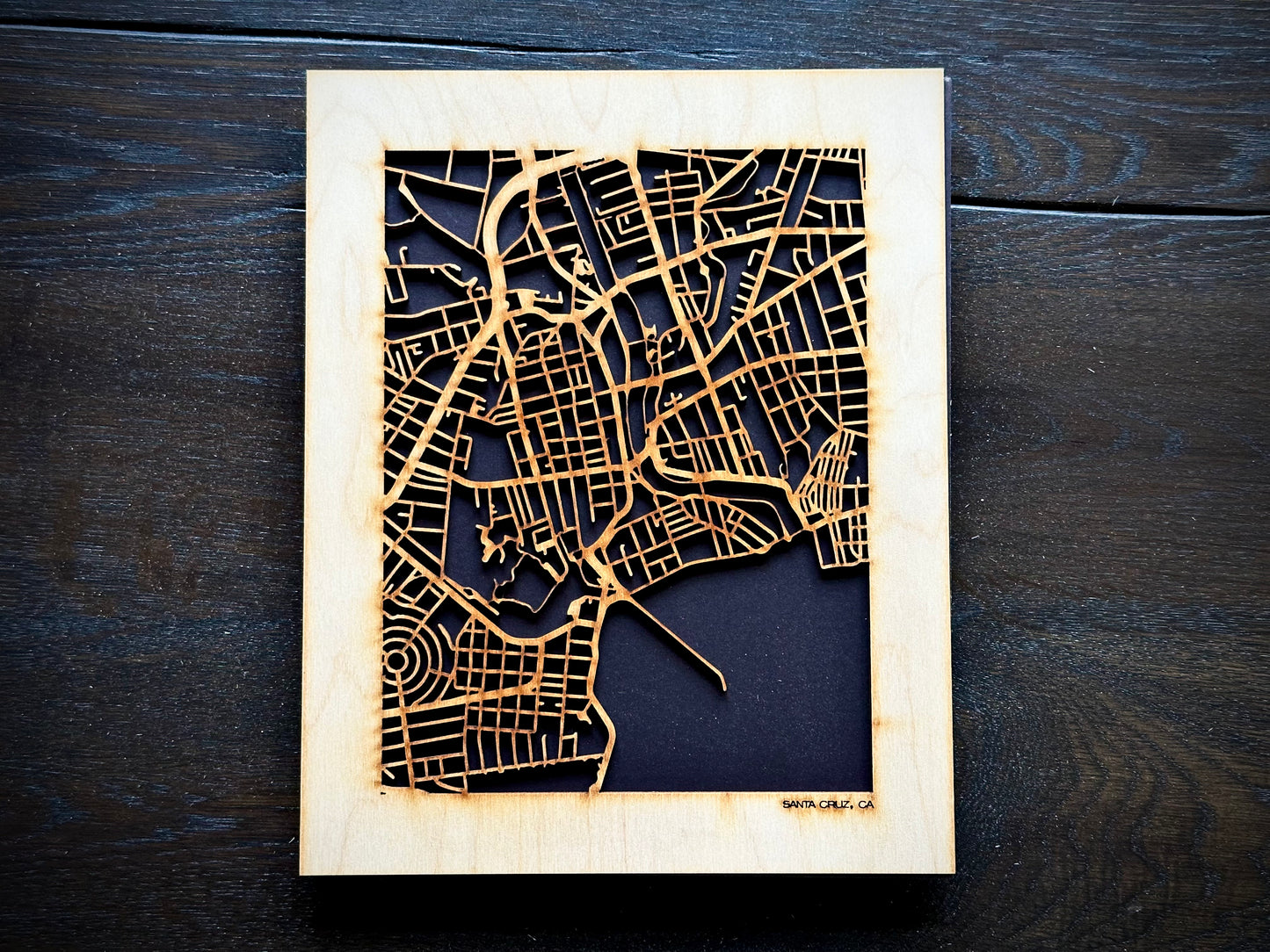 Santa Cruz, CA City Street Map | Modern Wood Wall Art in a Minimalist design. 2 sizes