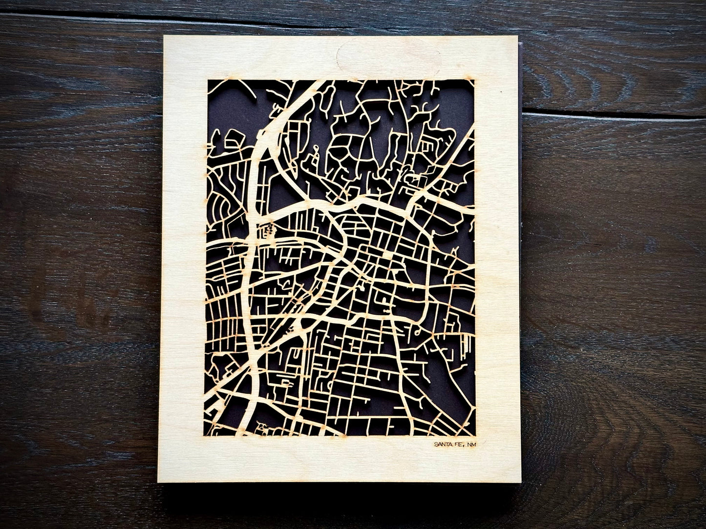 Santa Fe, NM City Street Map | Modern Wood Wall Art in a Minimalist design. 2 sizes