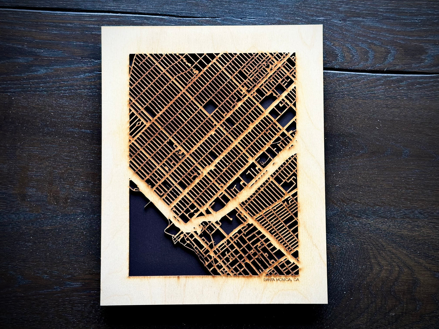 Santa Monica, CA City Street Map | Modern Wood Wall Art in a Minimalist design. 2 sizes