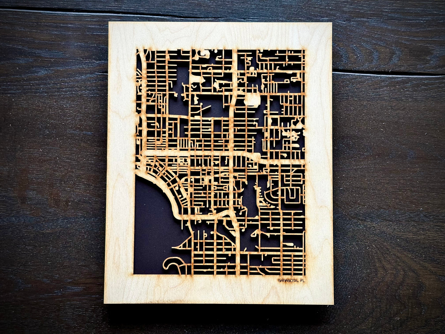 Sarasota, FL City Street Map | Modern Wood Wall Art in a Minimalist design. 2 sizes