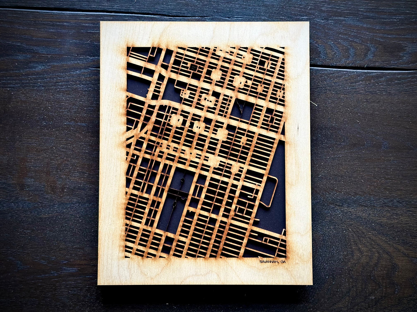 Savannah, GA City Street Map | Modern Wood Wall Art in a Minimalist design. 2 sizes