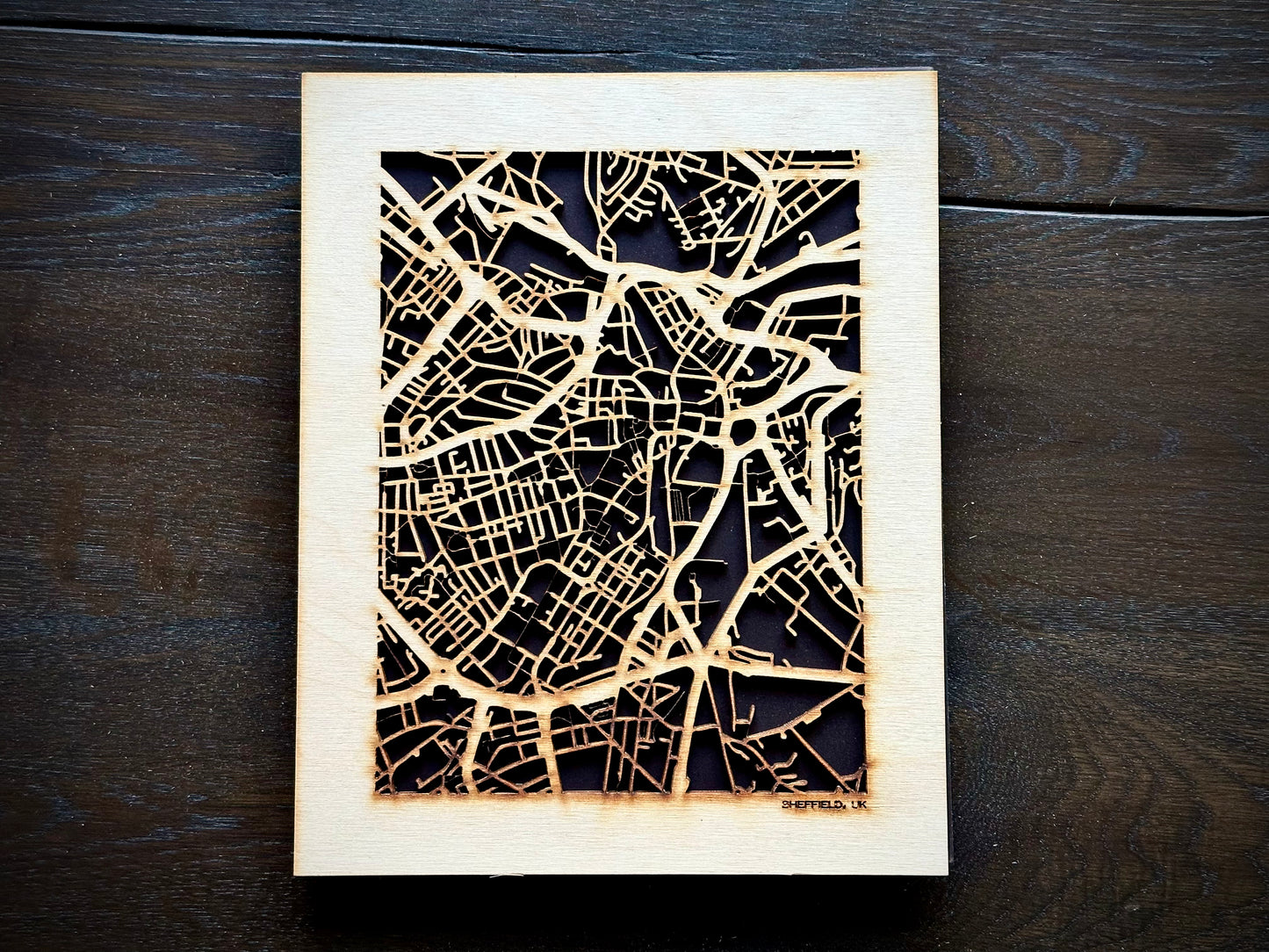 Sheffield, UK City Street Map | Modern Wood Wall Art in a Minimalist design. 2 sizes