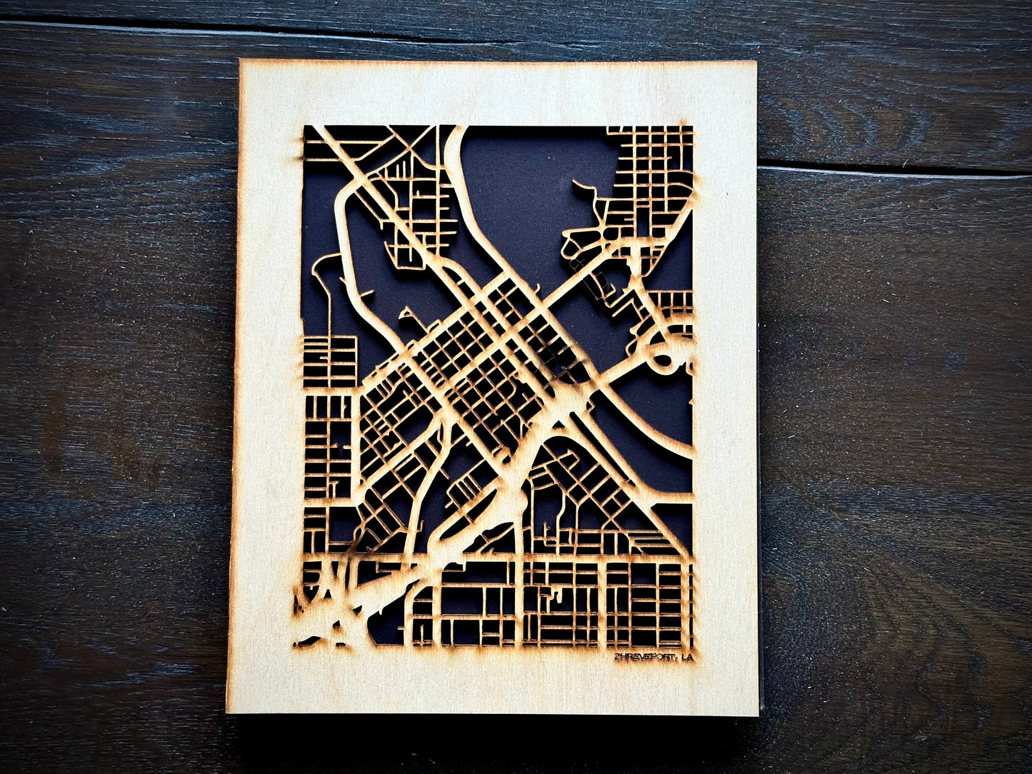 Shreveport, LA City Street Map | Modern Wood Wall Art in a Minimalist design. 2 sizes
