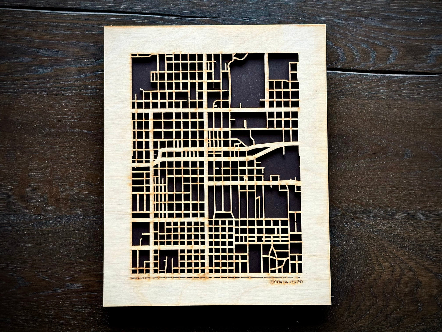 Sioux Falls, SD City Street Map | Modern Wood Wall Art in a Minimalist design. 2 sizes