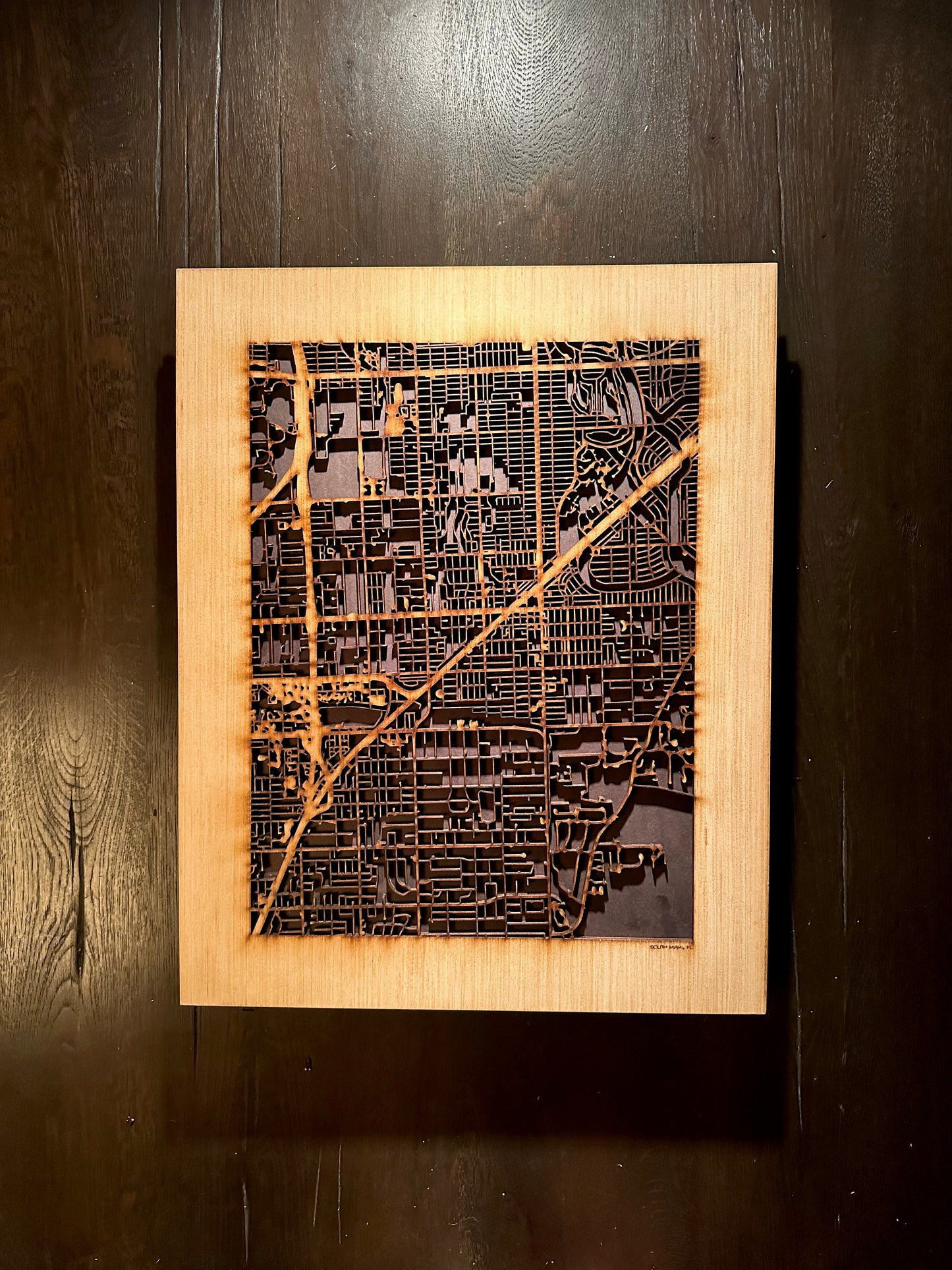 South Miami, FL City Street Map | Modern Wood Wall Art in a Minimalist design. 2 sizes