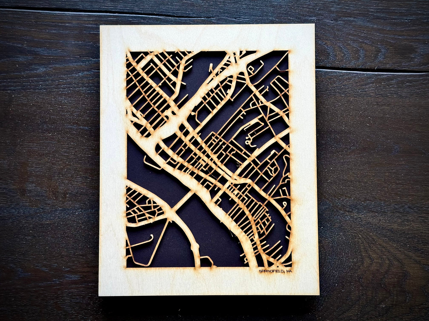 Springfield, MA City Street Map | Modern Wood Wall Art in a Minimalist design. 2 sizes