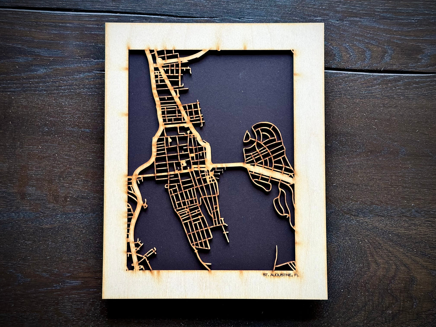 St. Augustine, FL City Street Map | Modern Wood Wall Art in a Minimalist design. 2 sizes