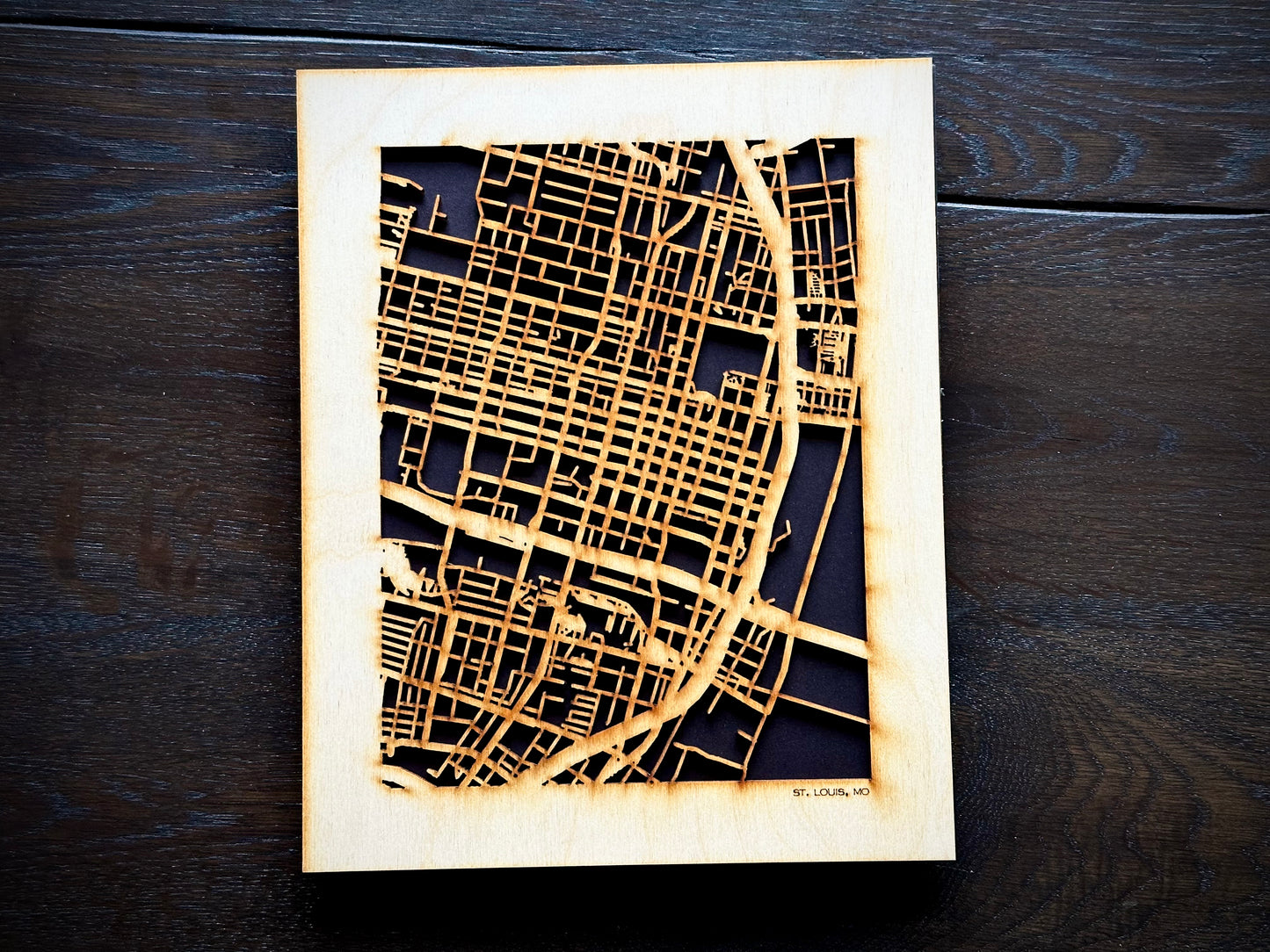 St. Louis, MO City Street Map | Modern Wood Wall Art in a Minimalist design. 3 sizes