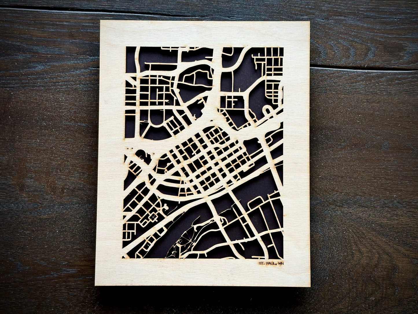 St. Paul, MN City Street Map | Modern Wood Wall Art in a Minimalist design. 2 sizes