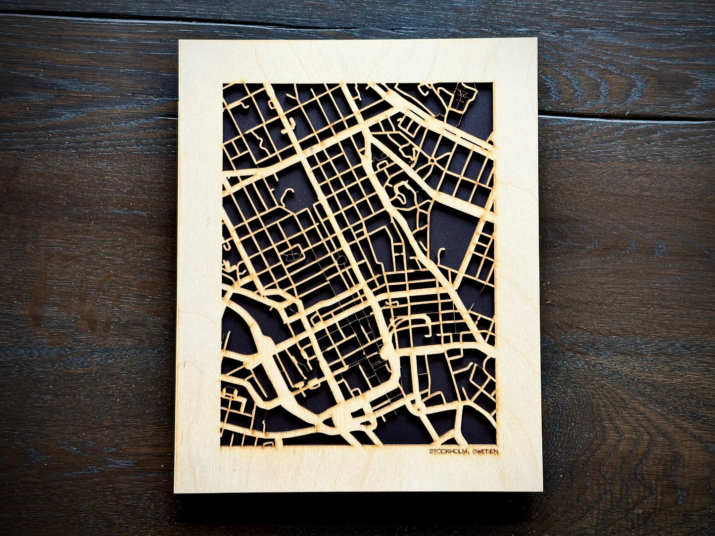 Stockholm, Sweden City Street Map | Modern Wood Wall Art in a Minimalist design. 2 sizes