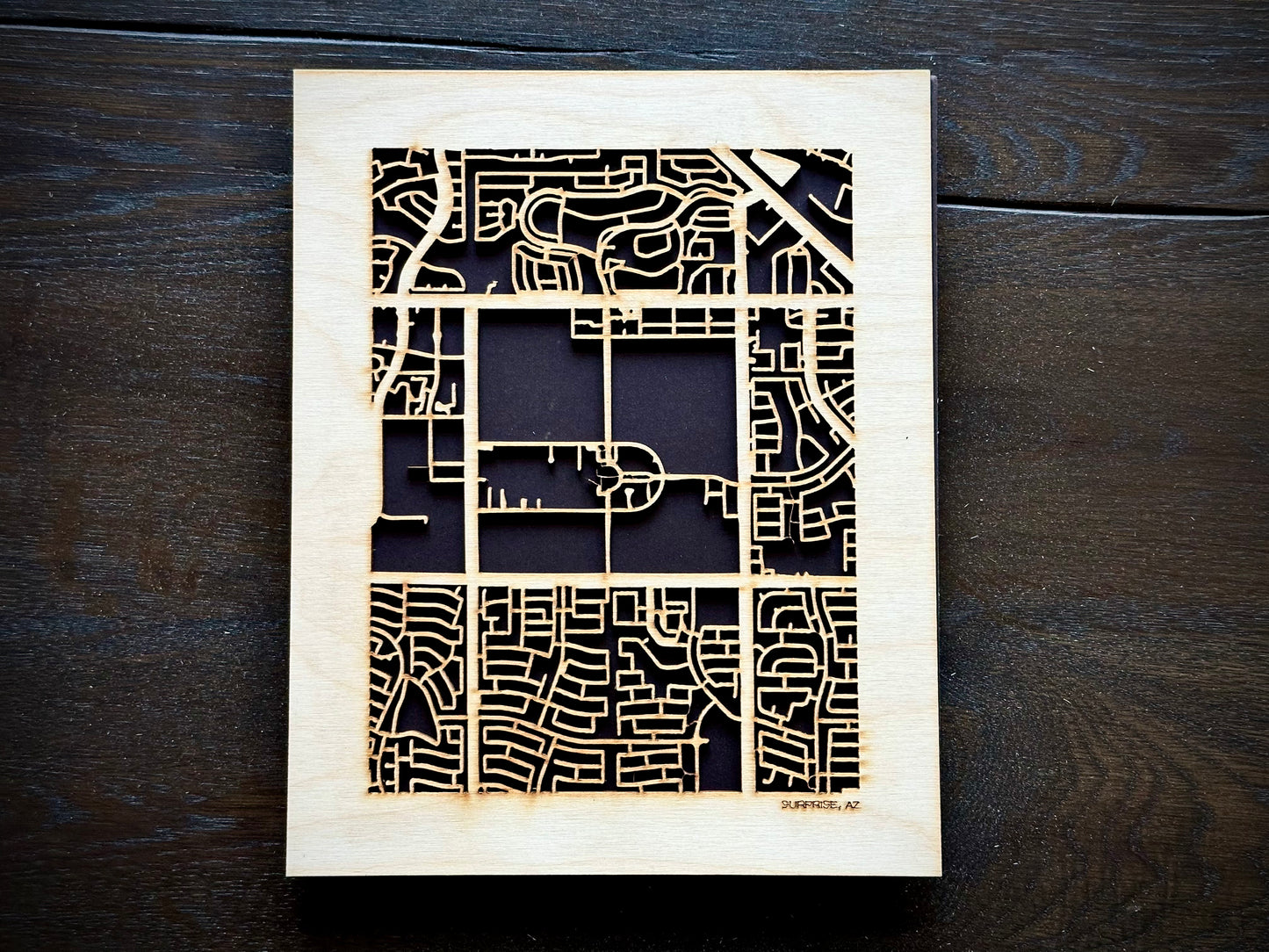 Surprise, AZ City Street Map | Modern Wood Wall Art in a Minimalist design. 2 sizes