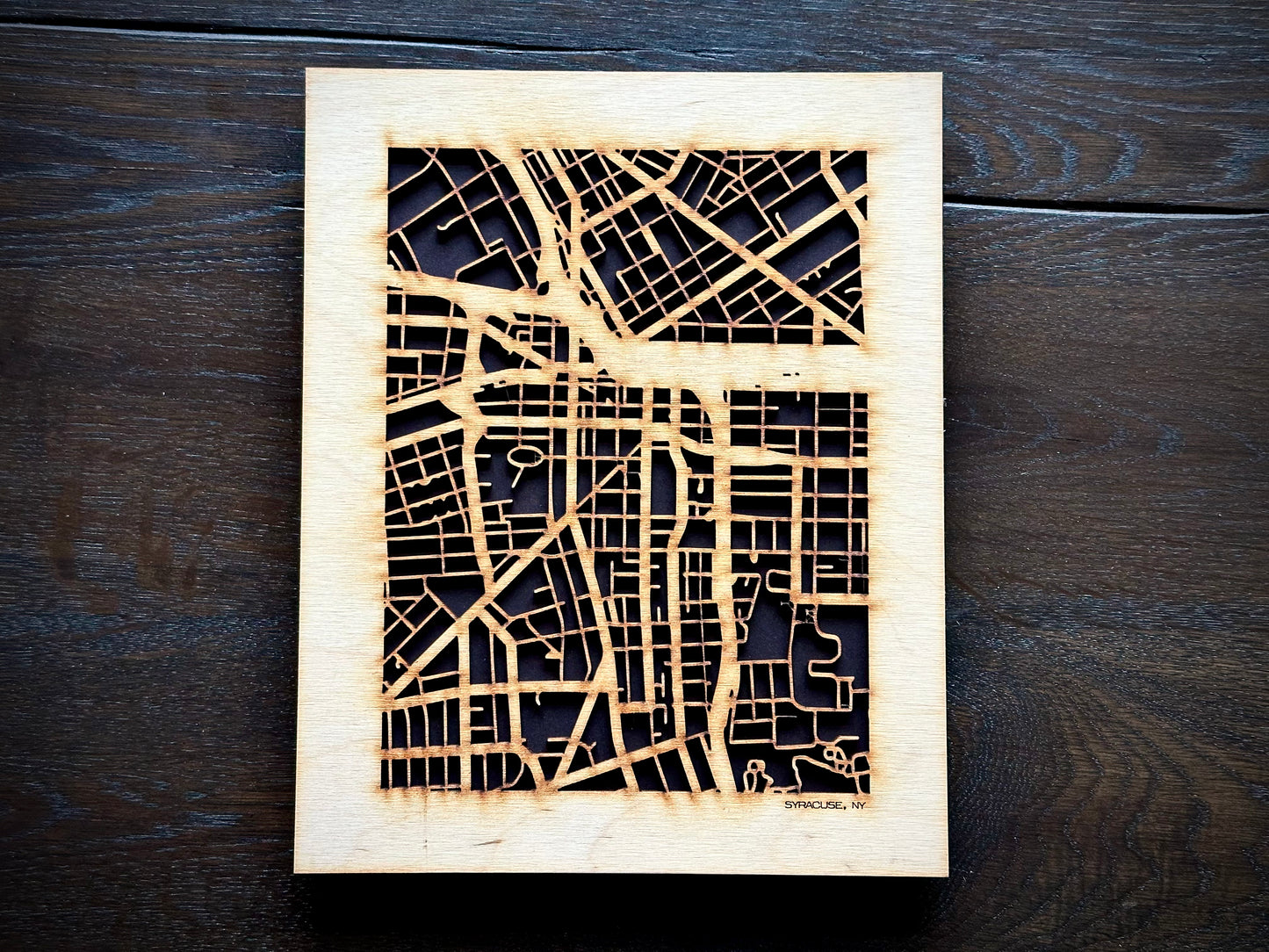 Syracuse, NY City Street Map | Modern Wood Wall Art in a Minimalist design. 2 sizes