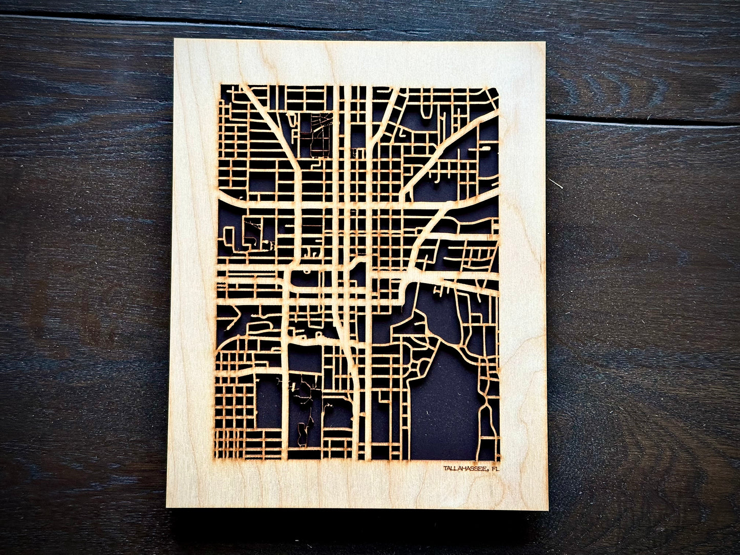 Tallahassee, FL City Street Map | Modern Wood Wall Art in a Minimalist design. 2 sizes