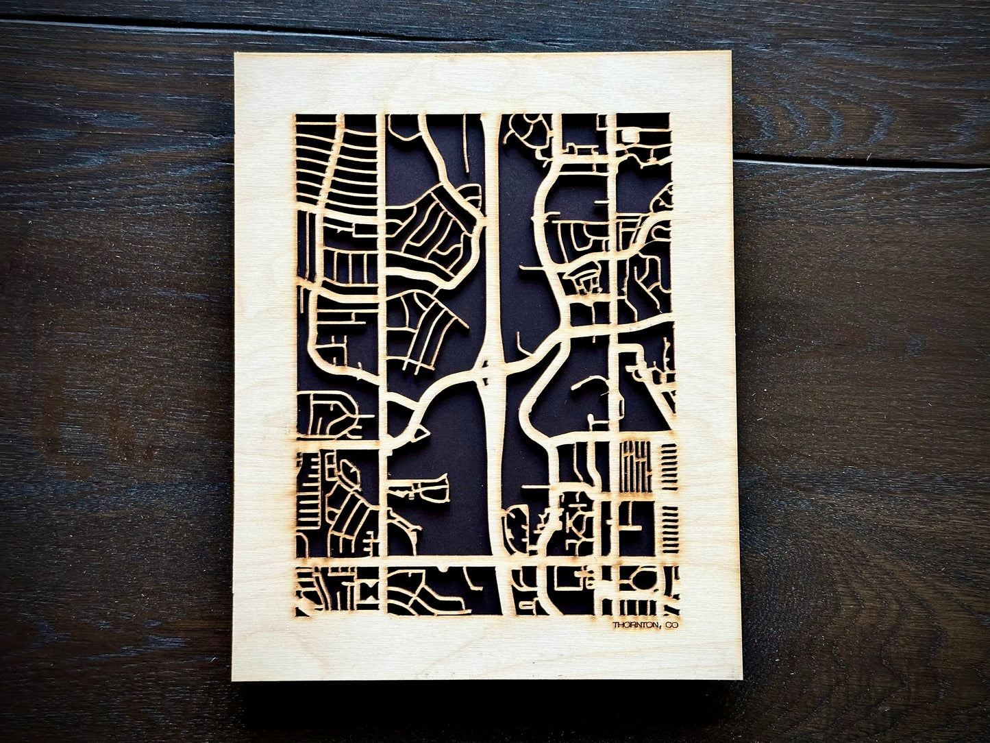 Thornton, CO City Street Map | Modern Wood Wall Art in a Minimalist design. 2 sizes