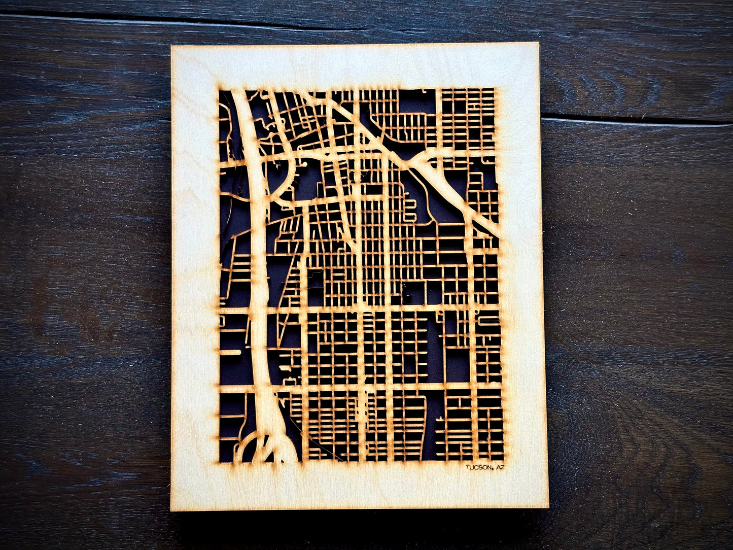 Tucson, AZ City Street Map | Modern Wood Wall Art in a Minimalist design. 2 sizes