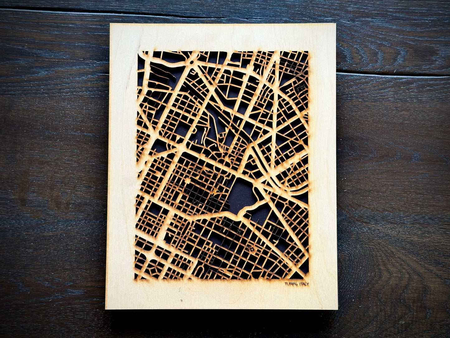 Turin, Italy City Street Map | Modern Wood Wall Art in a Minimalist design. 2 sizes