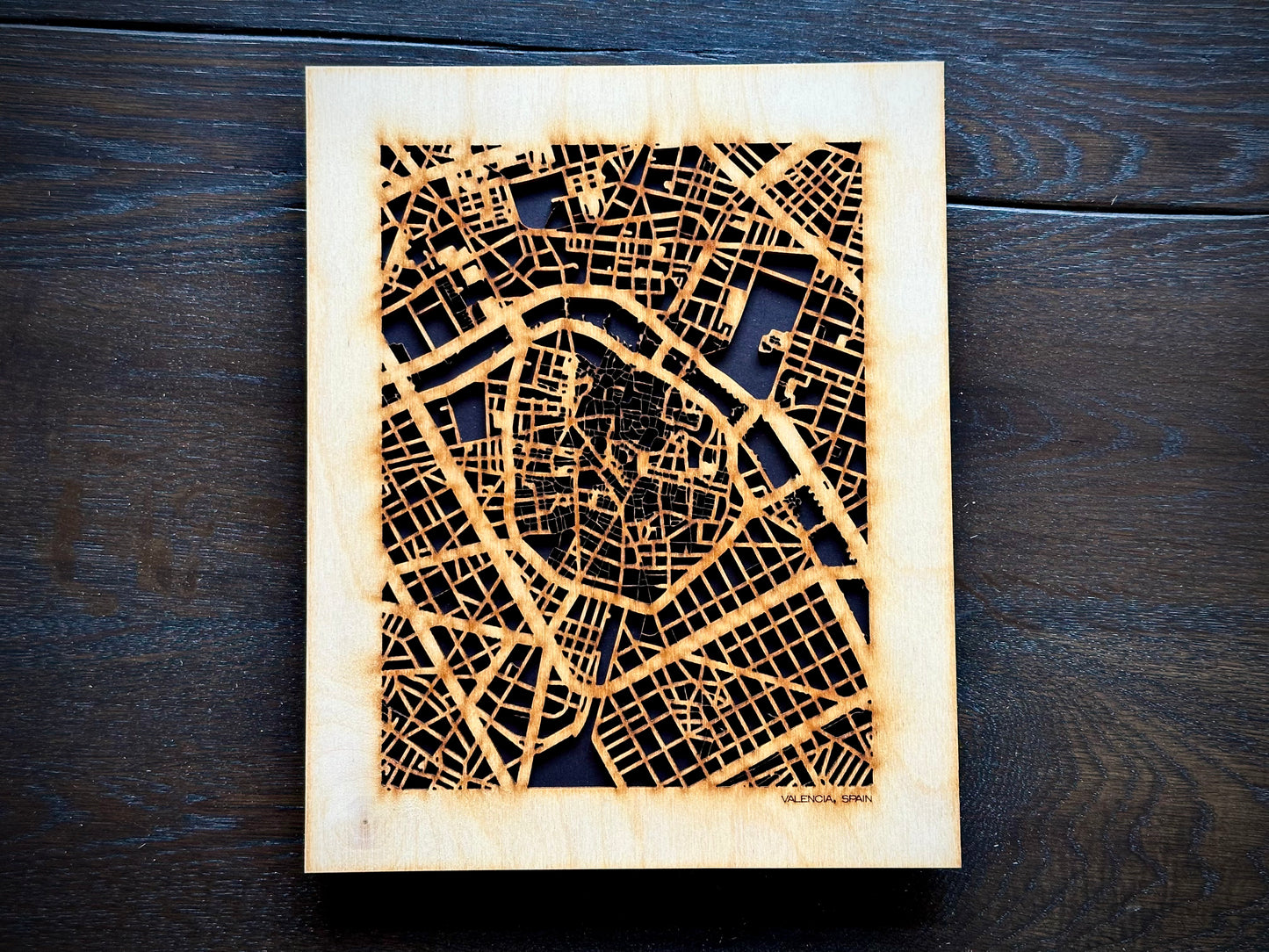 Valencia, Spain City Street Map | Modern Wood Wall Art in a Minimalist design. 2 sizes