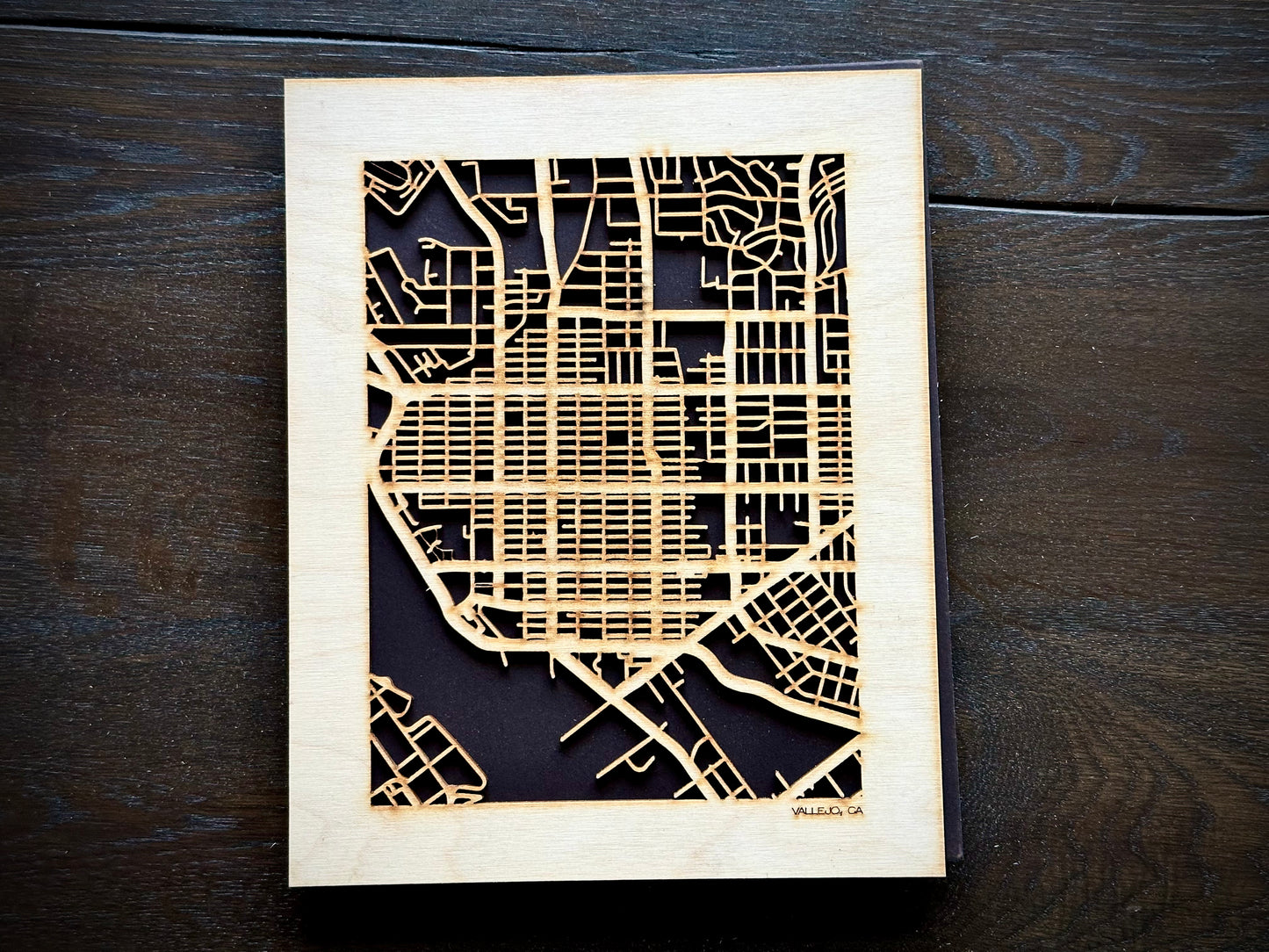 Vallejo, CA City Street Map | Modern Wood Wall Art in a Minimalist design. 2 sizes