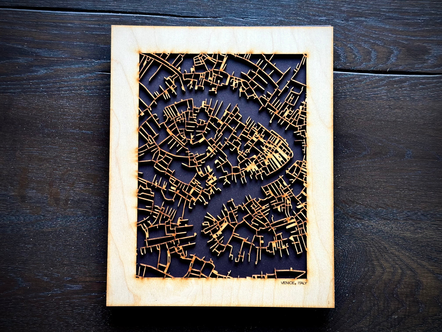 Venice, Italy City Street Map | Modern Wood Wall Art in a Minimalist design. 2 sizes