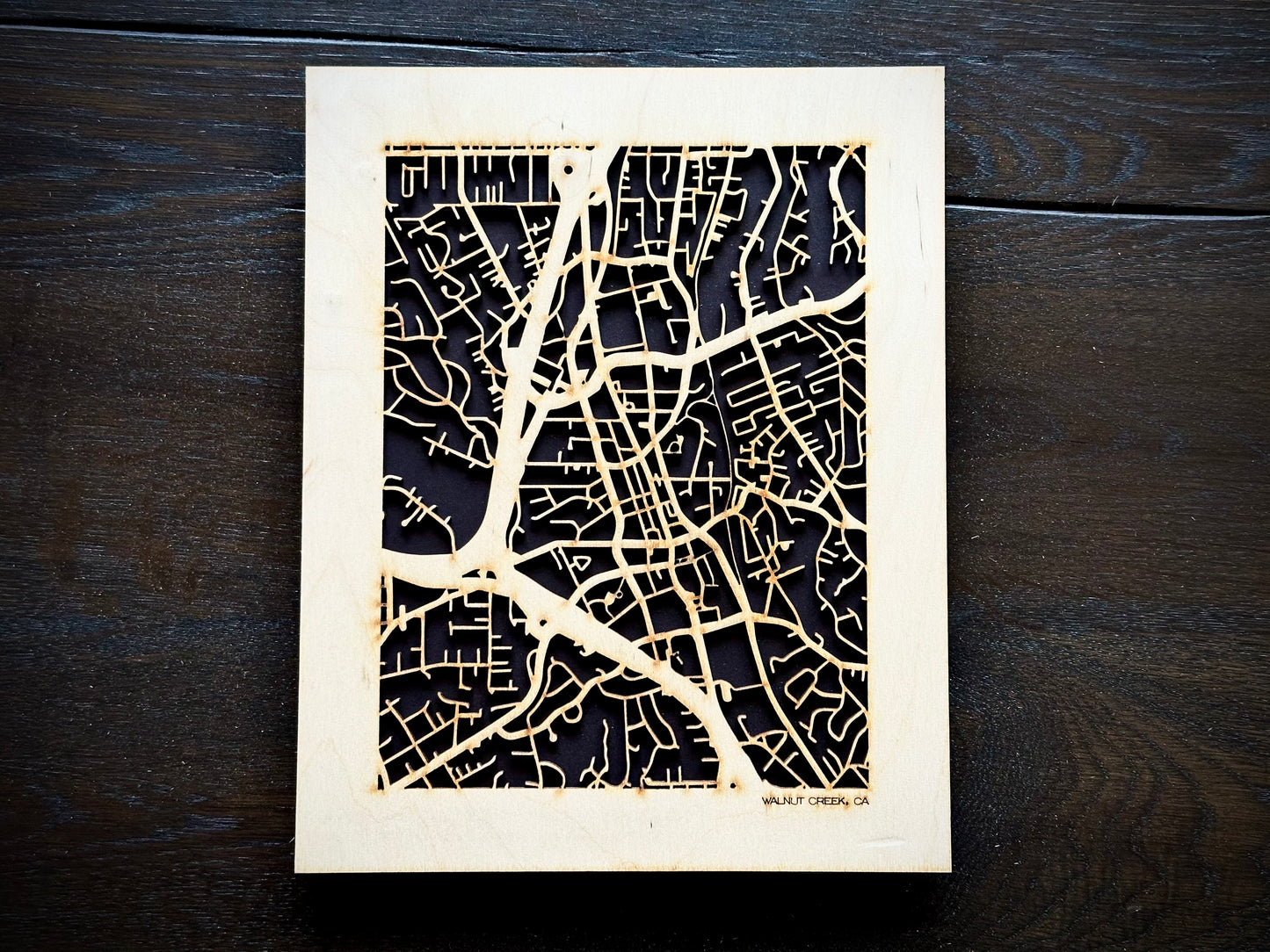 Walnut Creek, CA City Street Map | Modern Wood Wall Art in a Minimalist design. 2 sizes