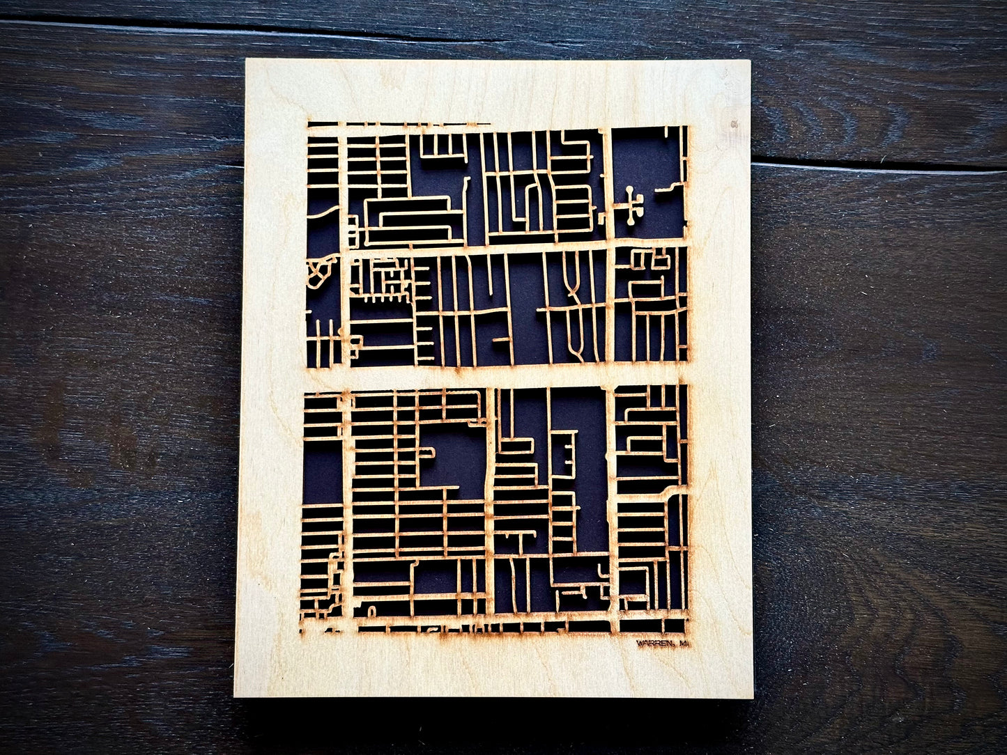 Warren, MI City Street Map | Modern Wood Wall Art in a Minimalist design. 2 sizes