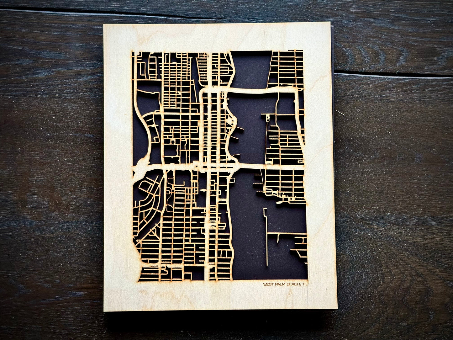 West Palm Beach, FL City Street Map | Modern Wood Wall Art in a Minimalist design. 2 sizes