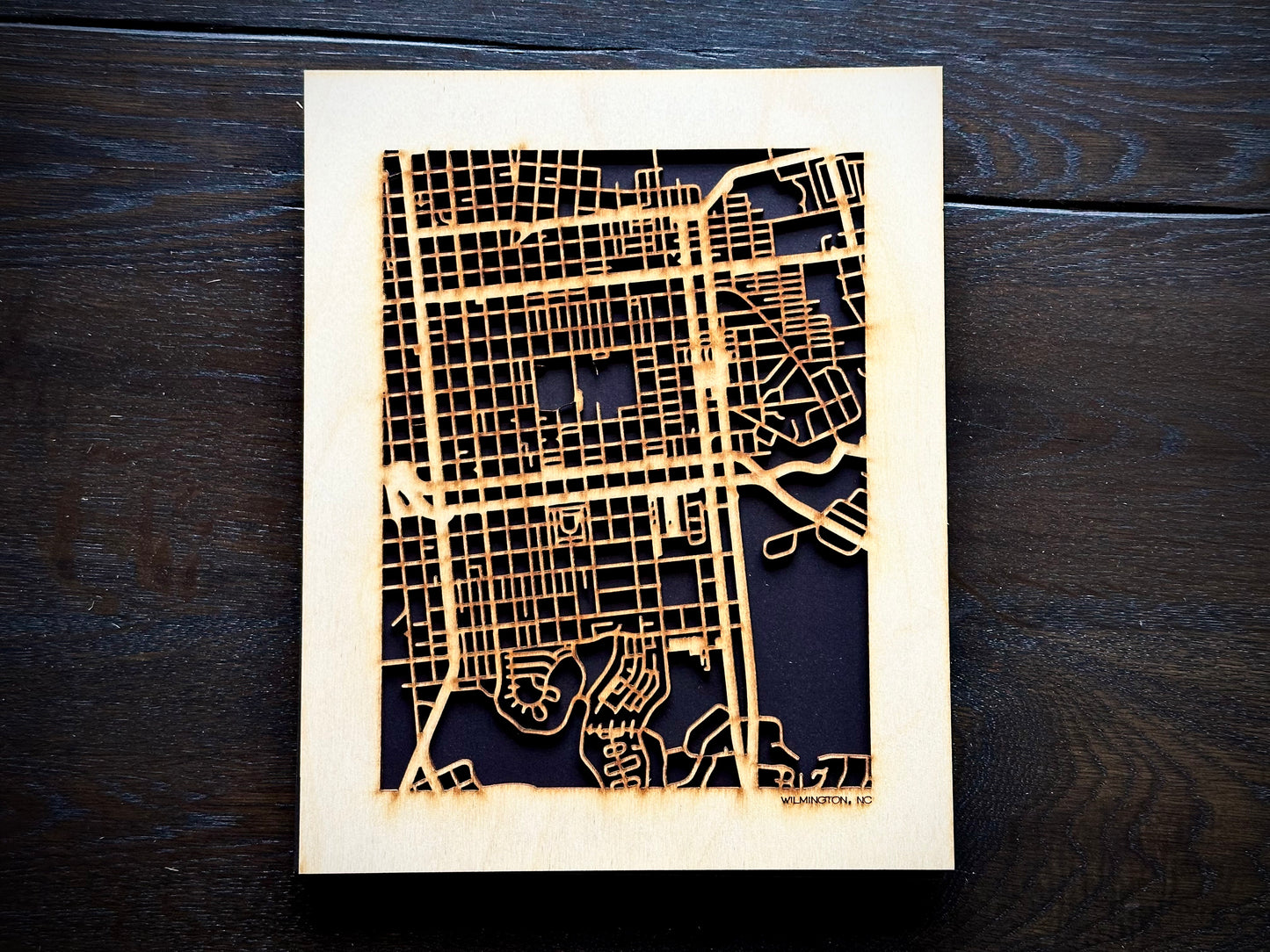 Wilmington, NC City Street Map | Modern Wood Wall Art in a Minimalist design. 2 sizes