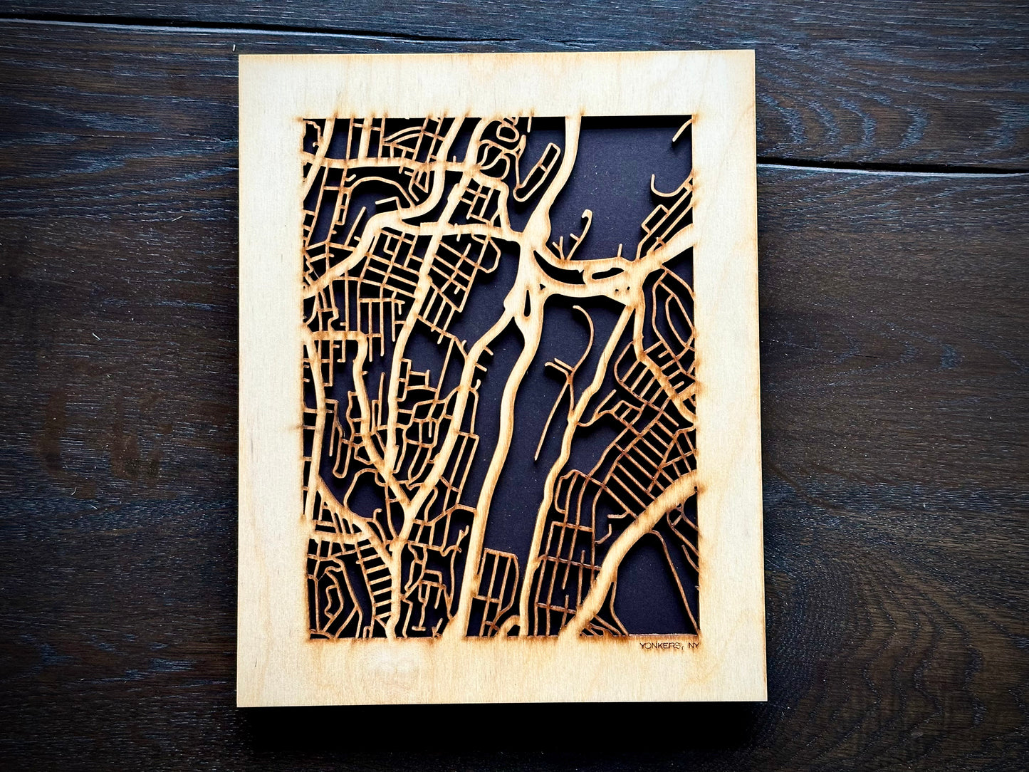 Yonkers, NY City Street Map | Modern Wood Wall Art in a Minimalist design. 2 sizes