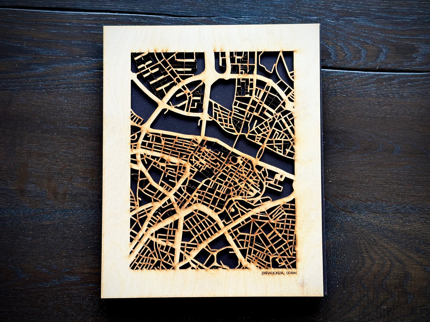 Zaragoza, Spain City Street Map | Modern Wood Wall Art in a Minimalist design. 2 sizes