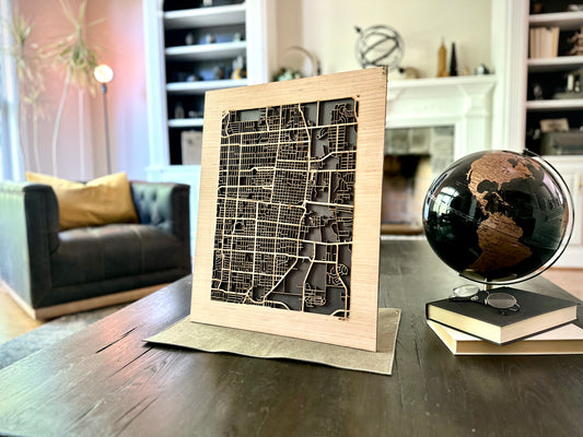 Abilene, TX City Street Map | Modern Wood Wall Art in a Minimalist design. 2 sizes