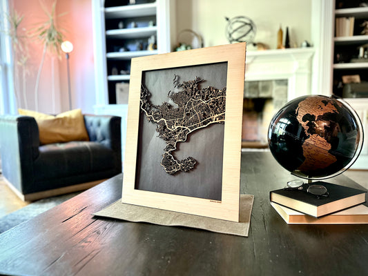 Acapulco, Mexico City Street Map | Modern Wood Wall Art in a Minimalist design. 2 sizes