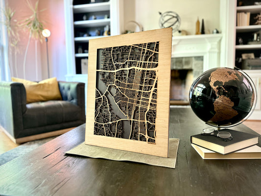 Albuquerque, NM City Street Map | Modern Wood Wall Art in a Minimalist design. 2 sizes