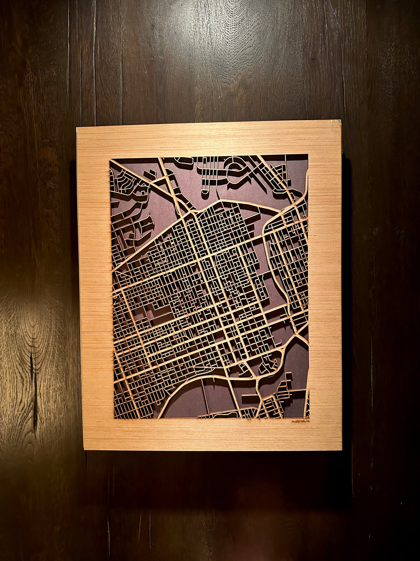 Allentown, PA City Street Map | Modern Wood Wall Art in a Minimalist design. 2 sizes