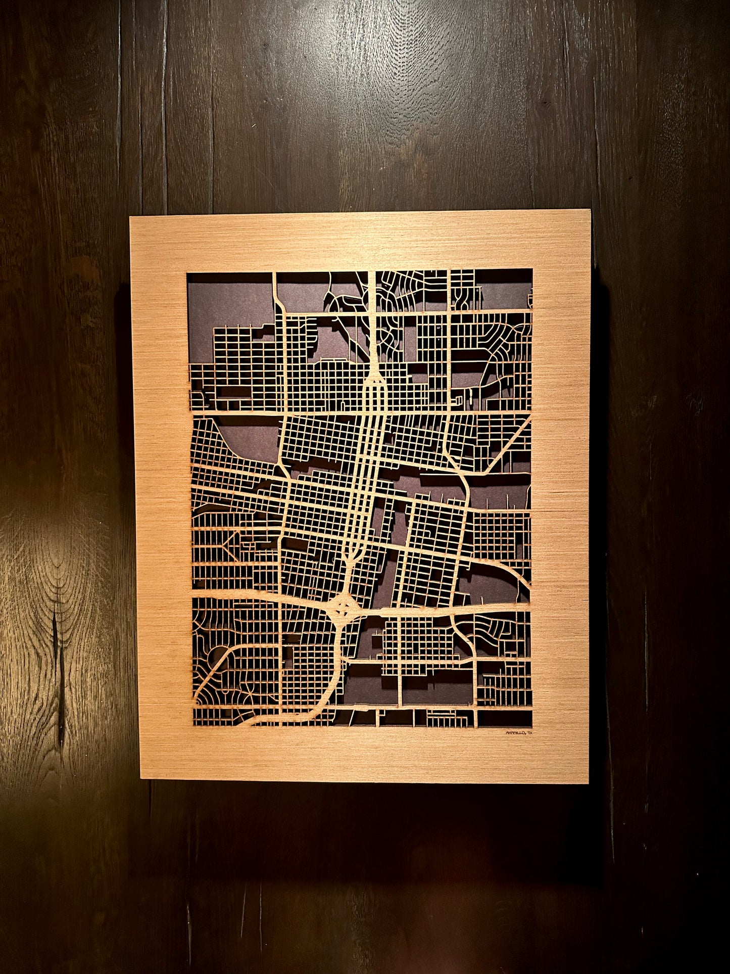 Amarillo, TX City Street Map | Modern Wood Wall Art in a Minimalist design. 2 sizes