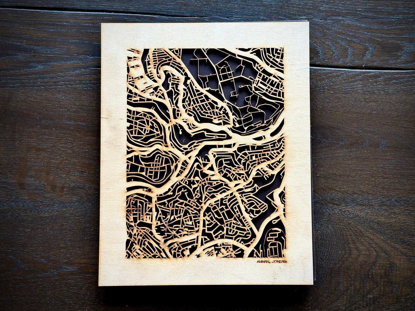 Amman, Jordan City Street Map | Modern Wood Wall Art in a Minimalist design. 2 sizes