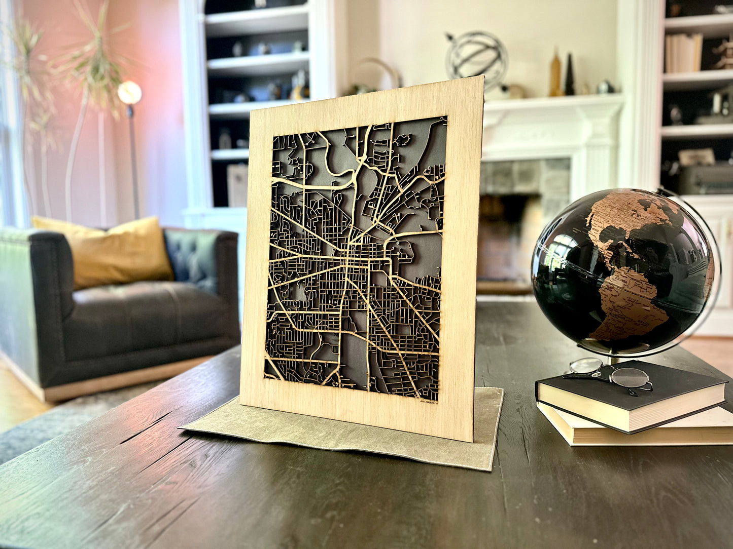 Ann Arbor, MI City Street Map | Modern Wood Wall Art in a Minimalist design. 2 sizes