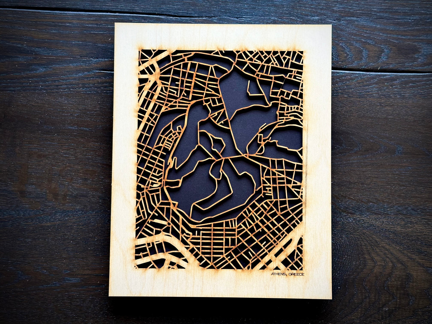 Athens, Greece City Street Map | Modern Wood Wall Art in a Minimalist design. 2 sizes