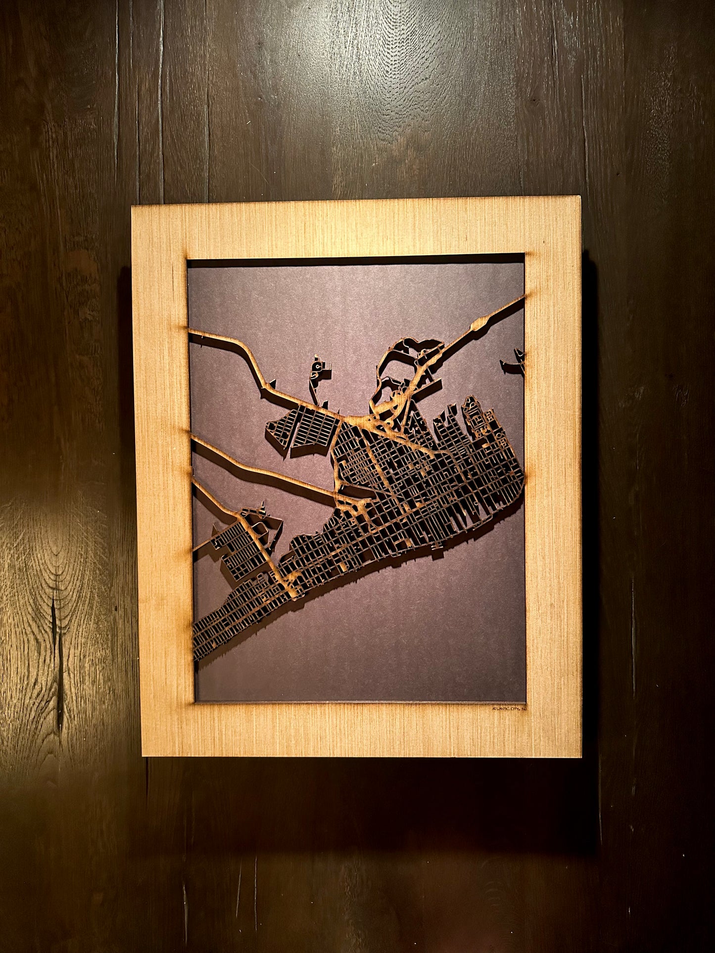 Atlantic City, NJ City Street Map | Modern Wood Wall Art in a Minimalist design. 2 sizes