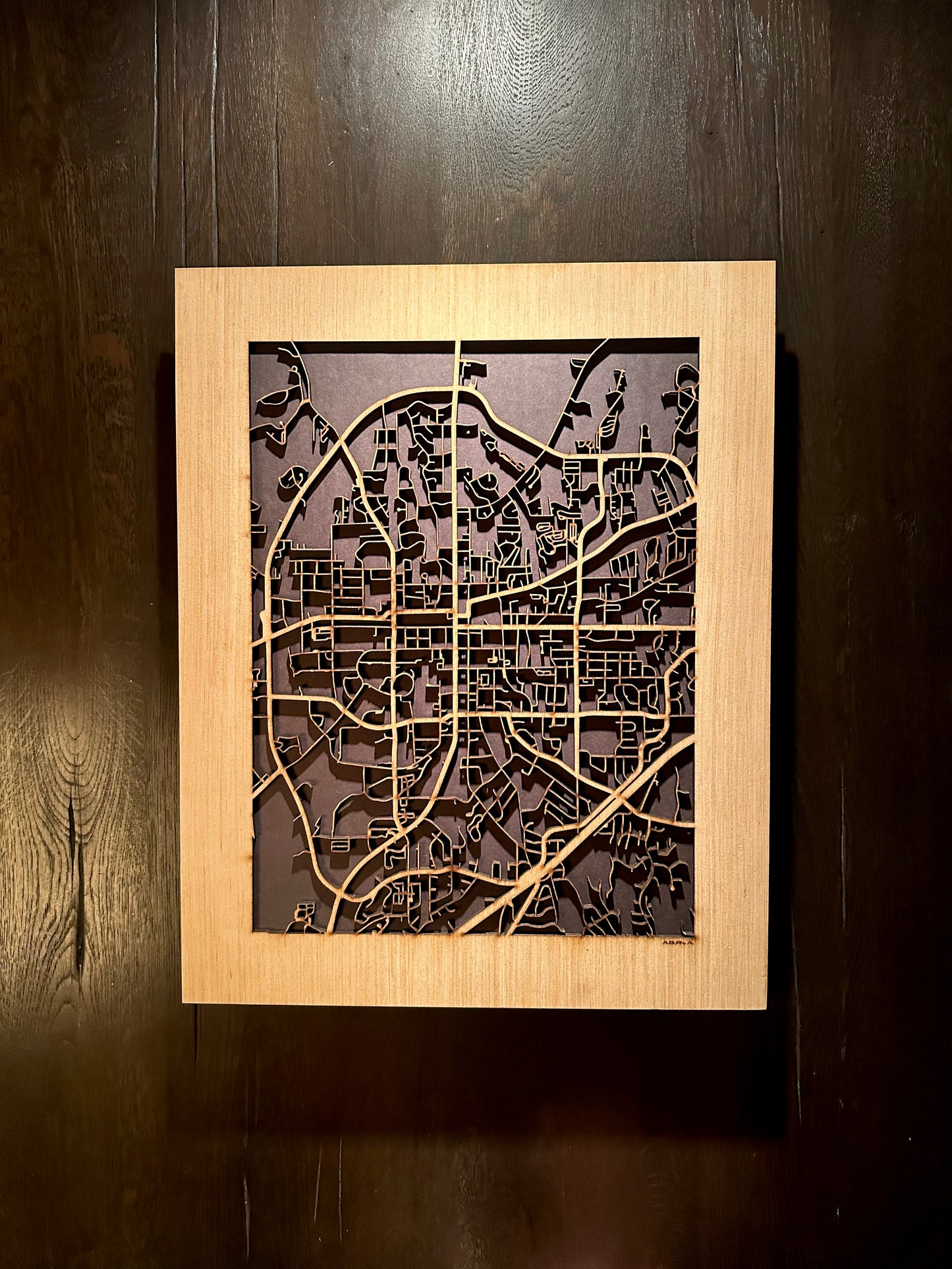Auburn, AL City Street Map | Modern Wood Wall Art in a Minimalist design. 2 sizes