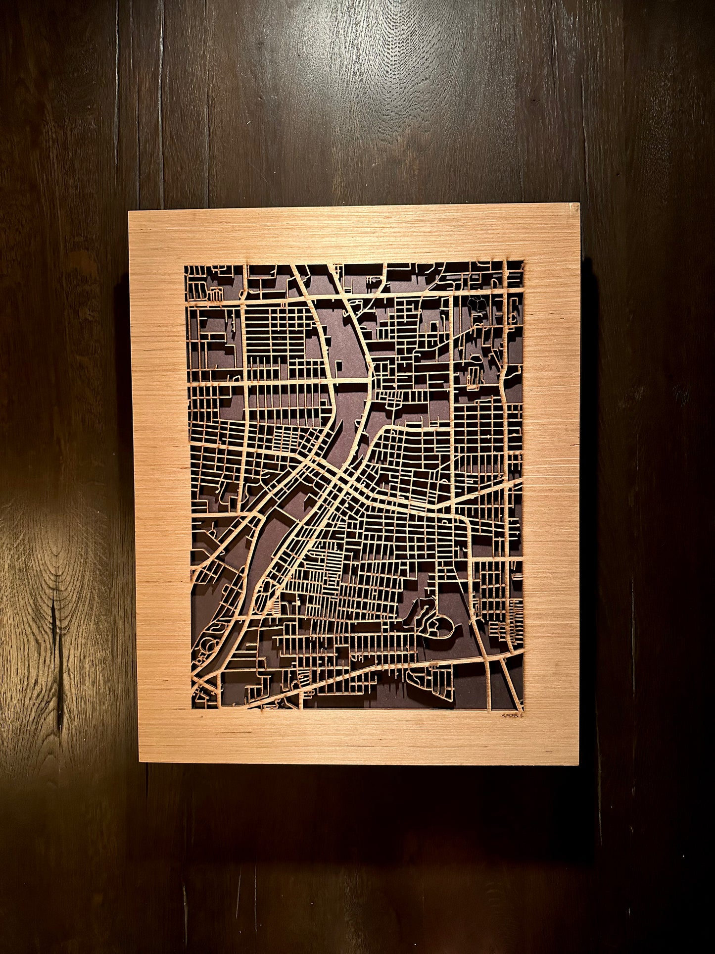 Aurora, IL City Street Map | Modern Wood Wall Art in a Minimalist design. 2 sizes