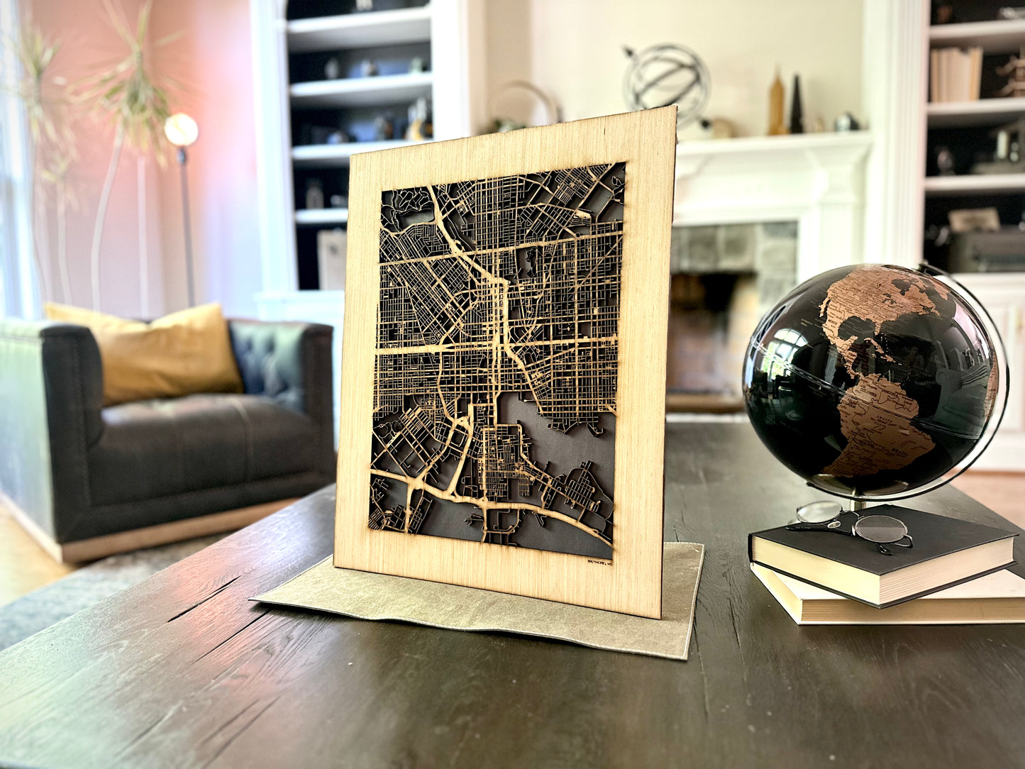 Baltimore, MD City Street Map | Modern Wood Wall Art in a Minimalist design. 2 sizes