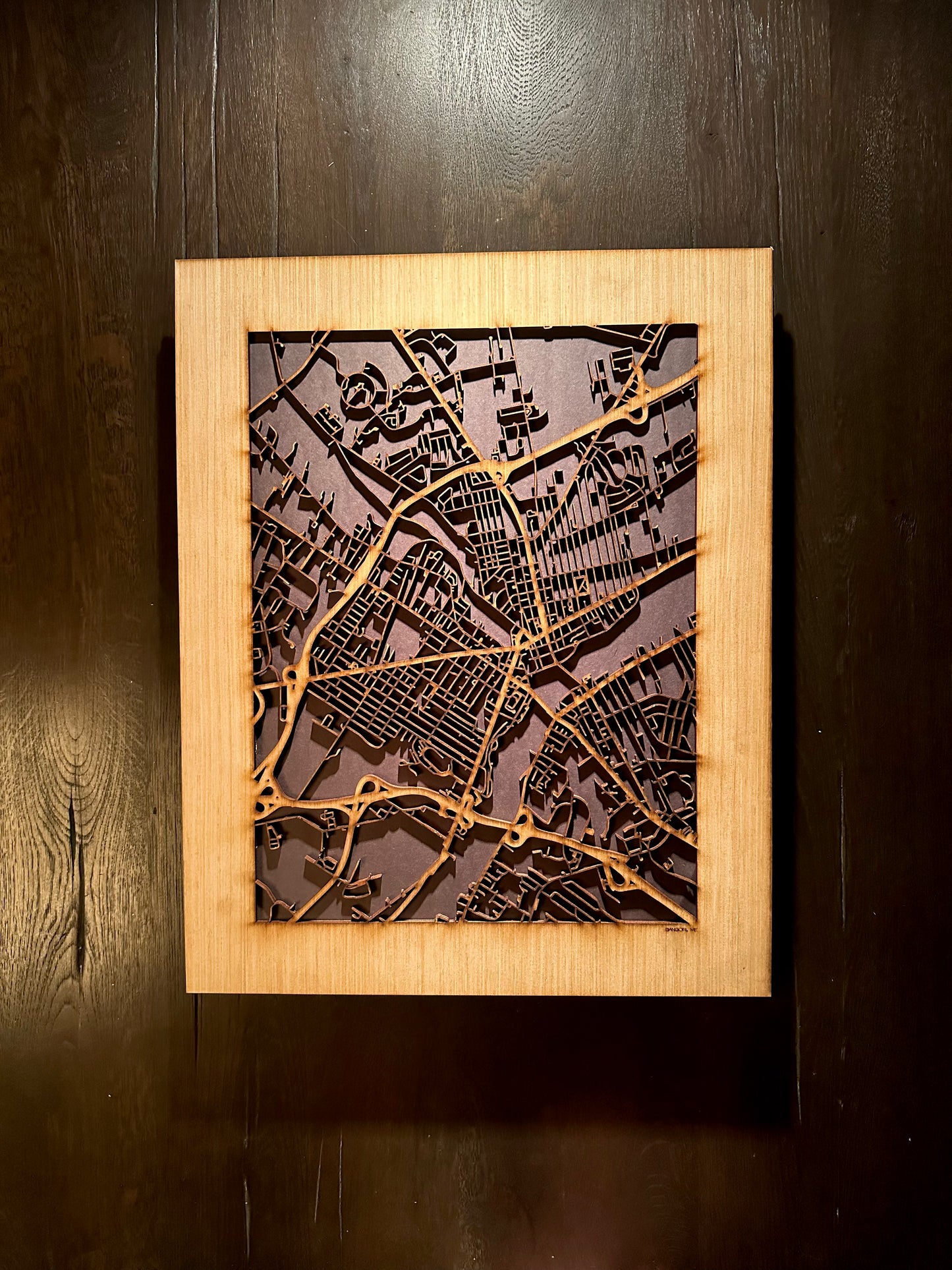 Bangor, ME City Street Map | Modern Wood Wall Art in a Minimalist design. 2 sizes