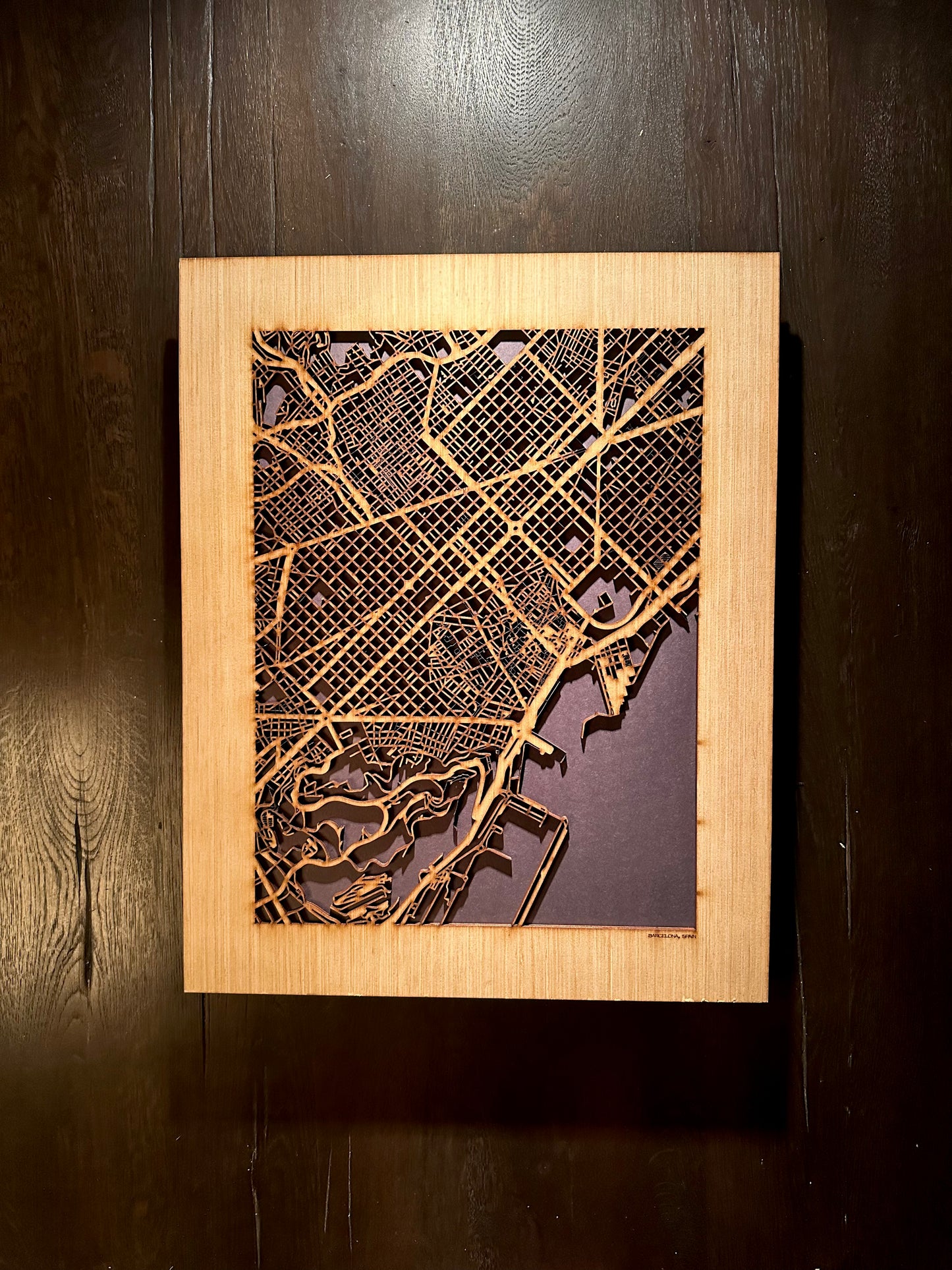Barcelona, Spain City Street Map | Modern Wood Wall Art in a Minimalist design. 2 sizes