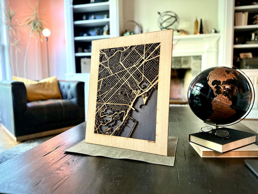 Barcelona, Spain City Street Map | Modern Wood Wall Art in a Minimalist design. 2 sizes