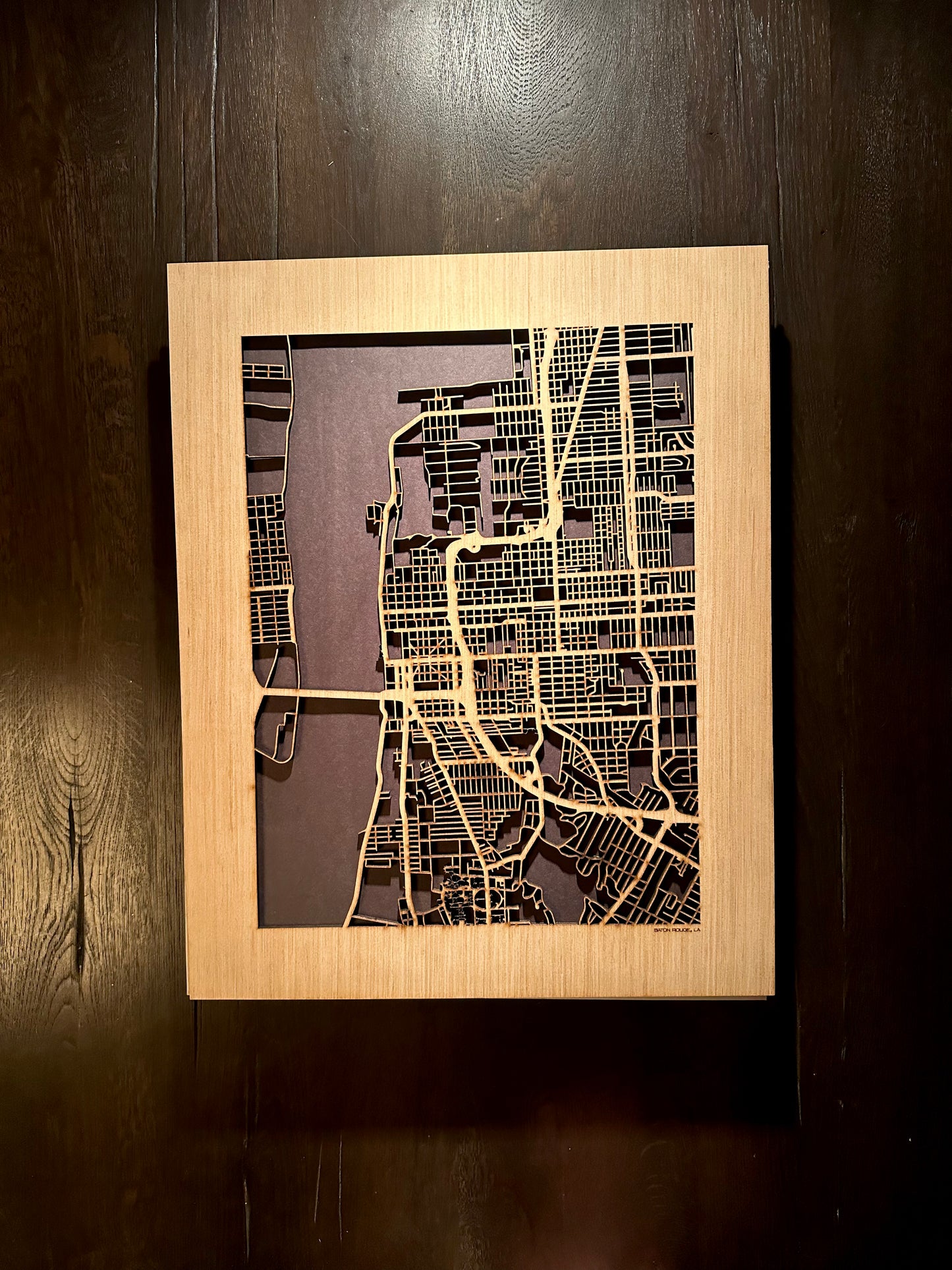 Baton Rouge, LA City Street Map | Modern Wood Wall Art in a Minimalist design. 2 sizes