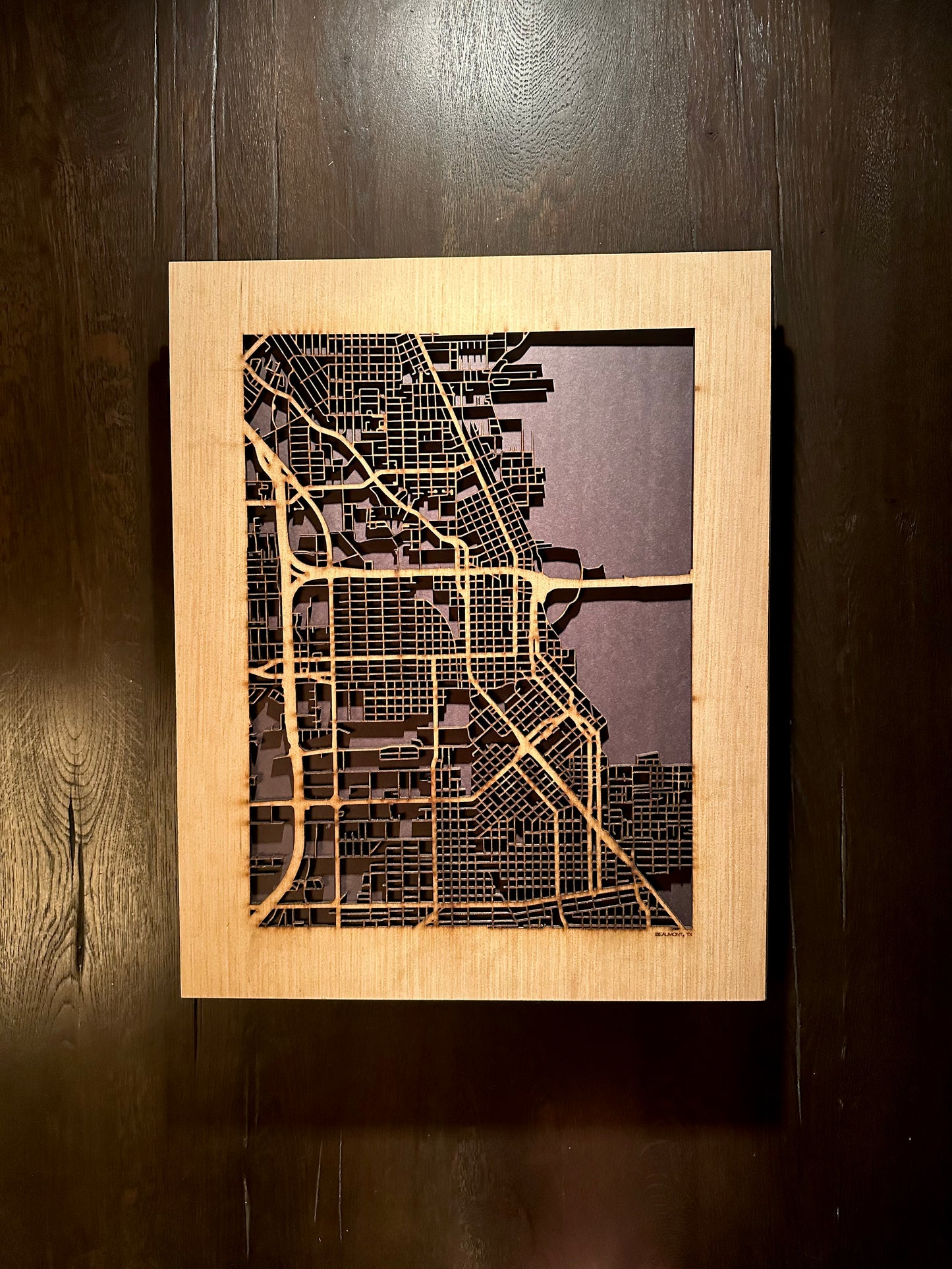 Beaumont, TX City Street Map | Modern Wood Wall Art in a Minimalist design. 2 sizes