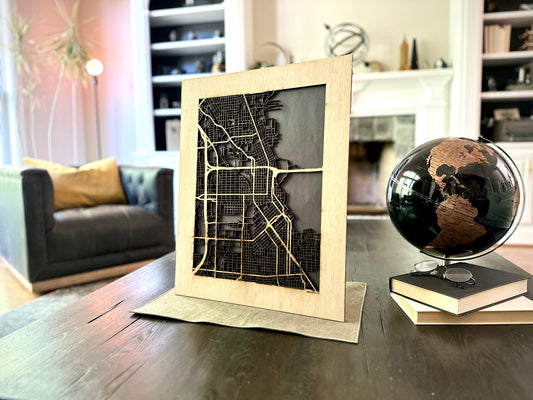 Beaumont, TX City Street Map | Modern Wood Wall Art in a Minimalist design. 2 sizes
