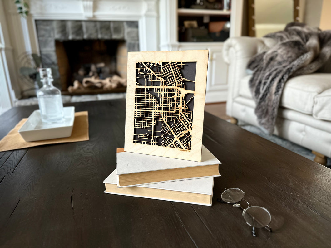 Beaumont, TX City Street Map | Modern Wood Wall Art in a Minimalist design. 2 sizes
