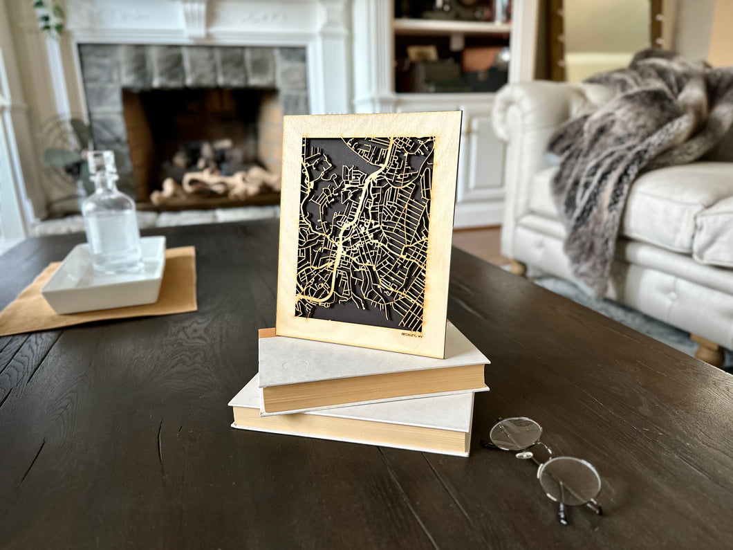 Beckley, WV City Street Map | Modern Wood Wall Art in a Minimalist design. 2 sizes